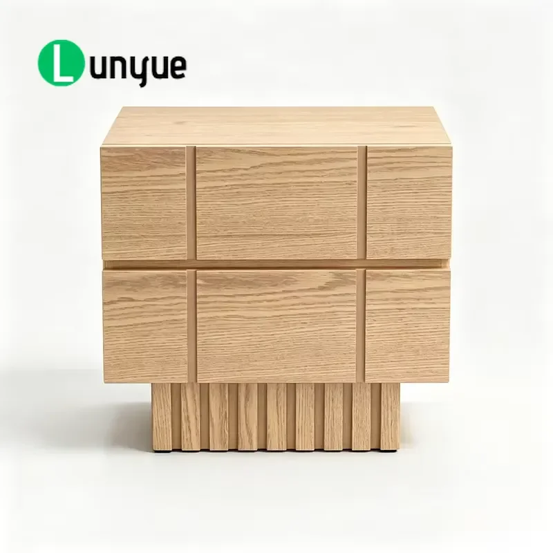 Japandi Solid Wood Bedside Table 2 Drawer Scandinavian Style Bedroom Furniture Nightstand Storage Cabinet