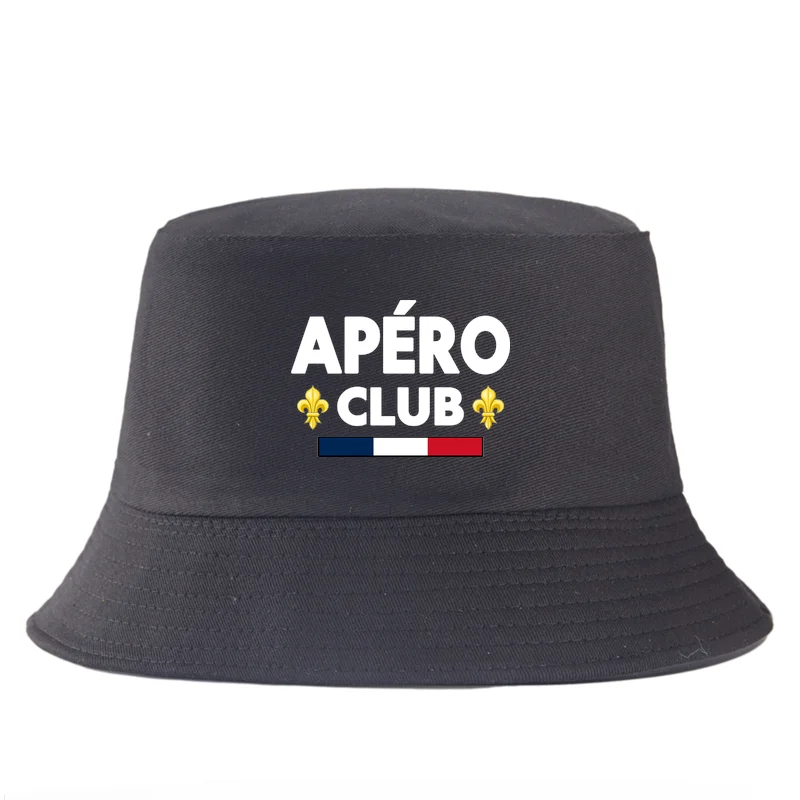 Fashion France Apero Club Bob Reversible Bucket Hat Trendy Summer Streetwear Fisherman Cap Unisex Sun Hat for Men Women Sun Cap