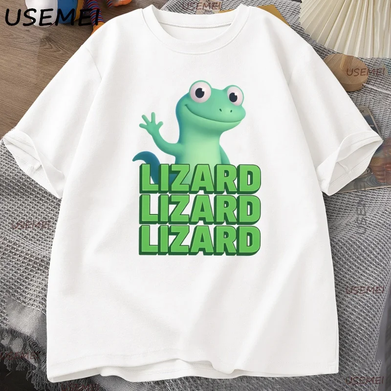 Lizard Lizard Meme T-Shirt for Men Women Funny Weirdcore Y2K Clothes Casual Loose Short Sleeve Cotton T Shirt Round Neck Tops