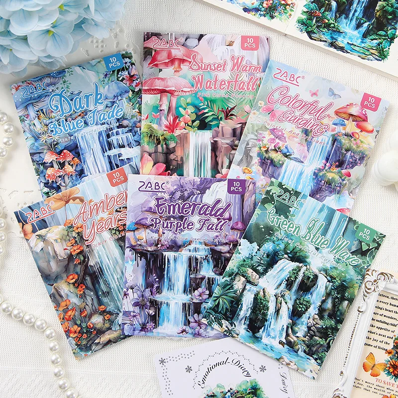 60Pecs,10pcs/pack, Flower Butterfly Waterfall Stickers, Decorative Scrapbook, Diary, Phone Case,water Cup,notebook Materials