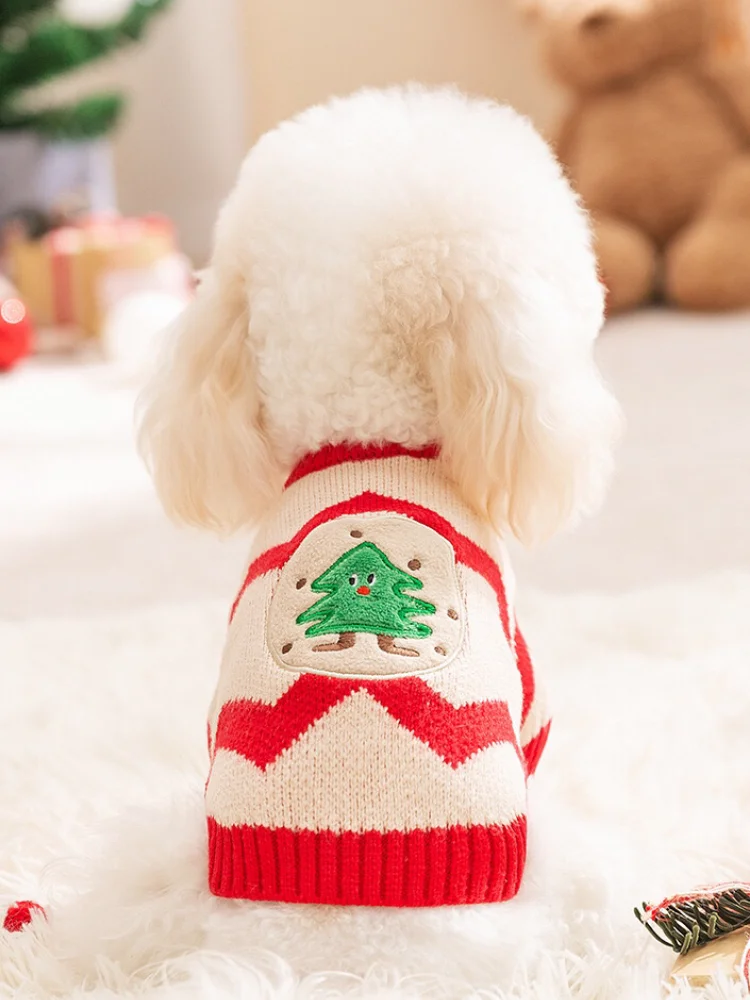 Puppy Christmas Sweater Boy Girl Chihuahua Xs Winter Outfit Small Sized Warm Clothes Male Pet Costume For Dogs Luxury Gifts Red