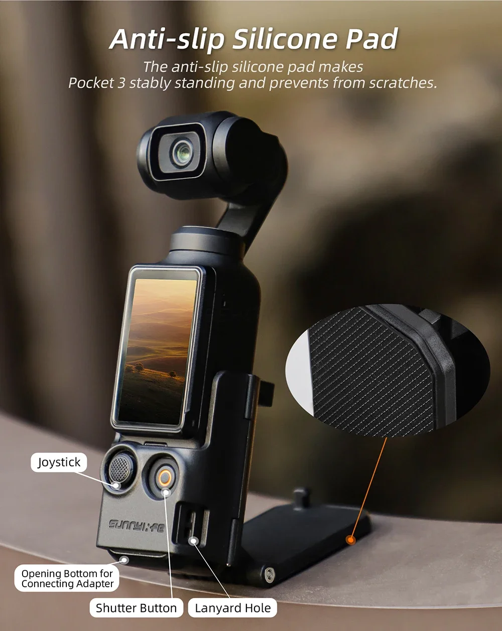 Sunnylife قوس مغناطيسي لـ DJI OSMO Pocket 3 قاعدة حامل قابلة للتعديل تركيب سريع على شكل حرف V ملحقات الطاولة