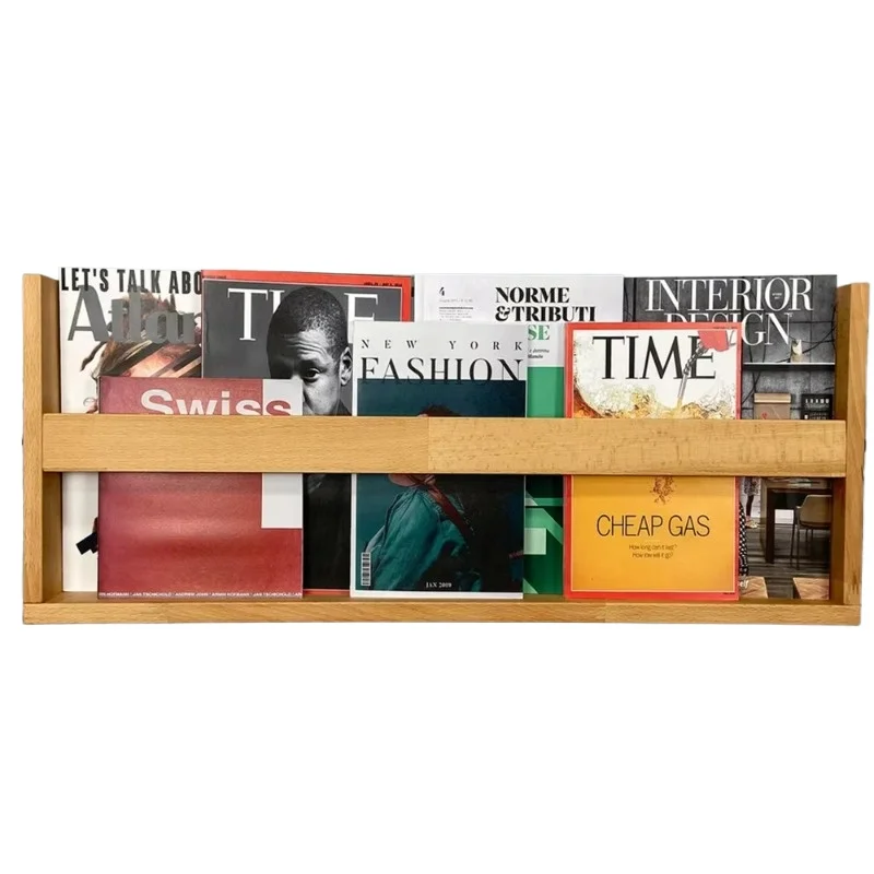 

Black Creative Wooden Magazine Rack Modern Style Book Exhibition Wall Mounted Wooden Magazine Rack