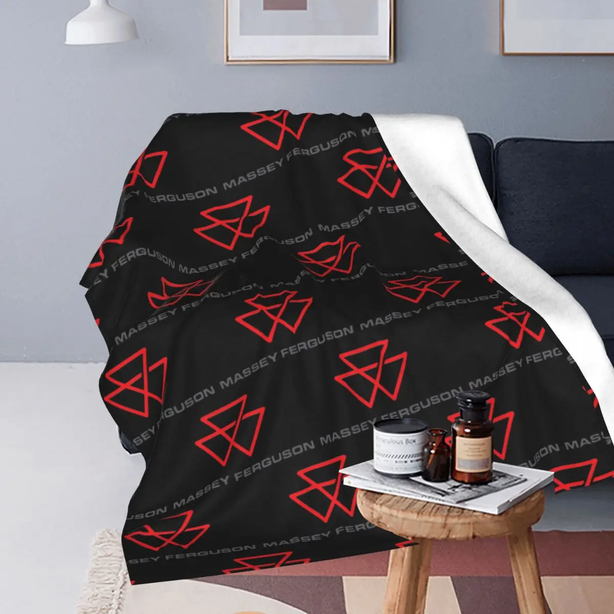 2025 Massey Ferguson Logo Blankets Soft Warm Flannel Throw Blanket Plush for Bed Travel Home Sofa