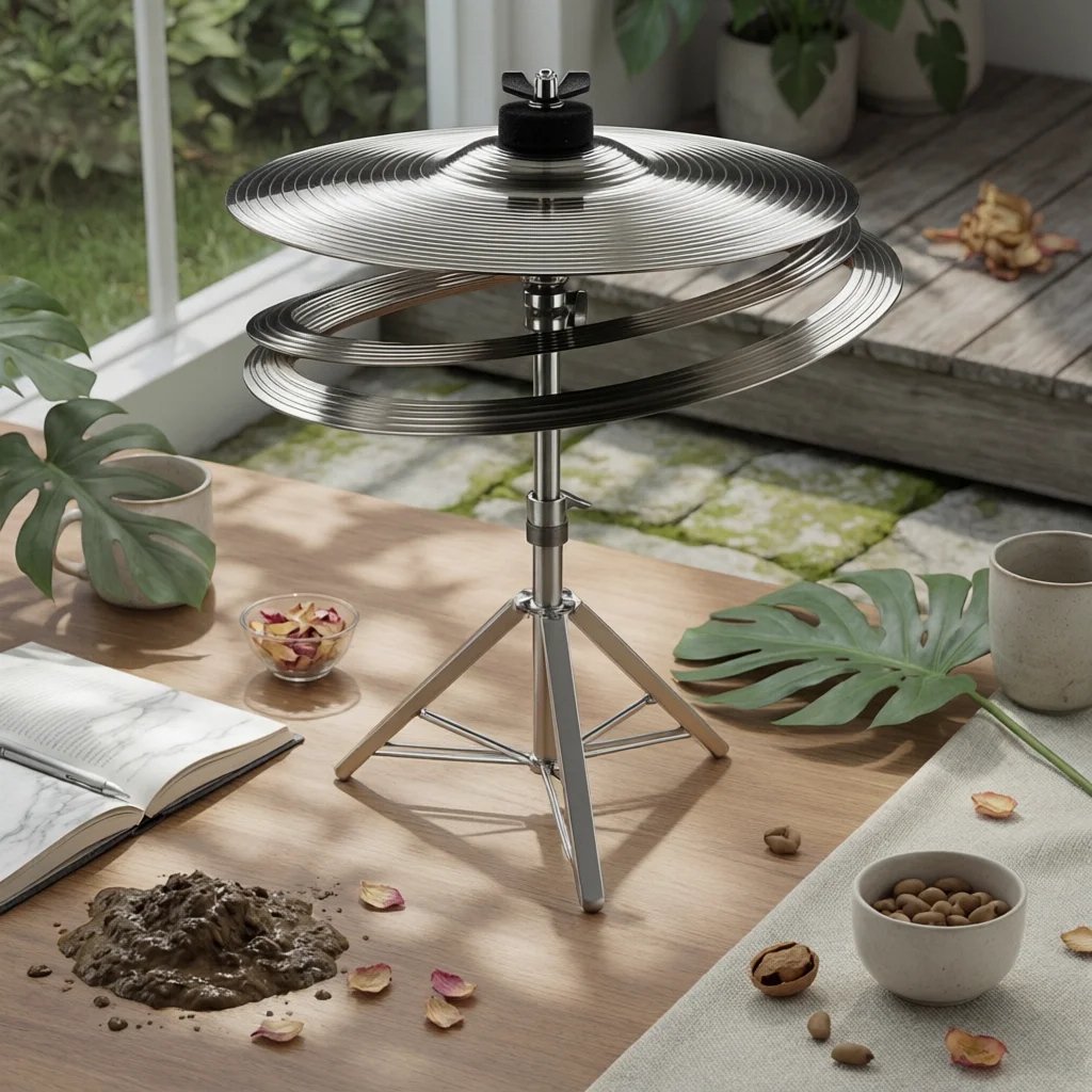 スパイラルシンバル同心円効果シンバルパーカッションシルバートーンの楽器金属製、ドラマー、ドラムキット、練習セットアップ用