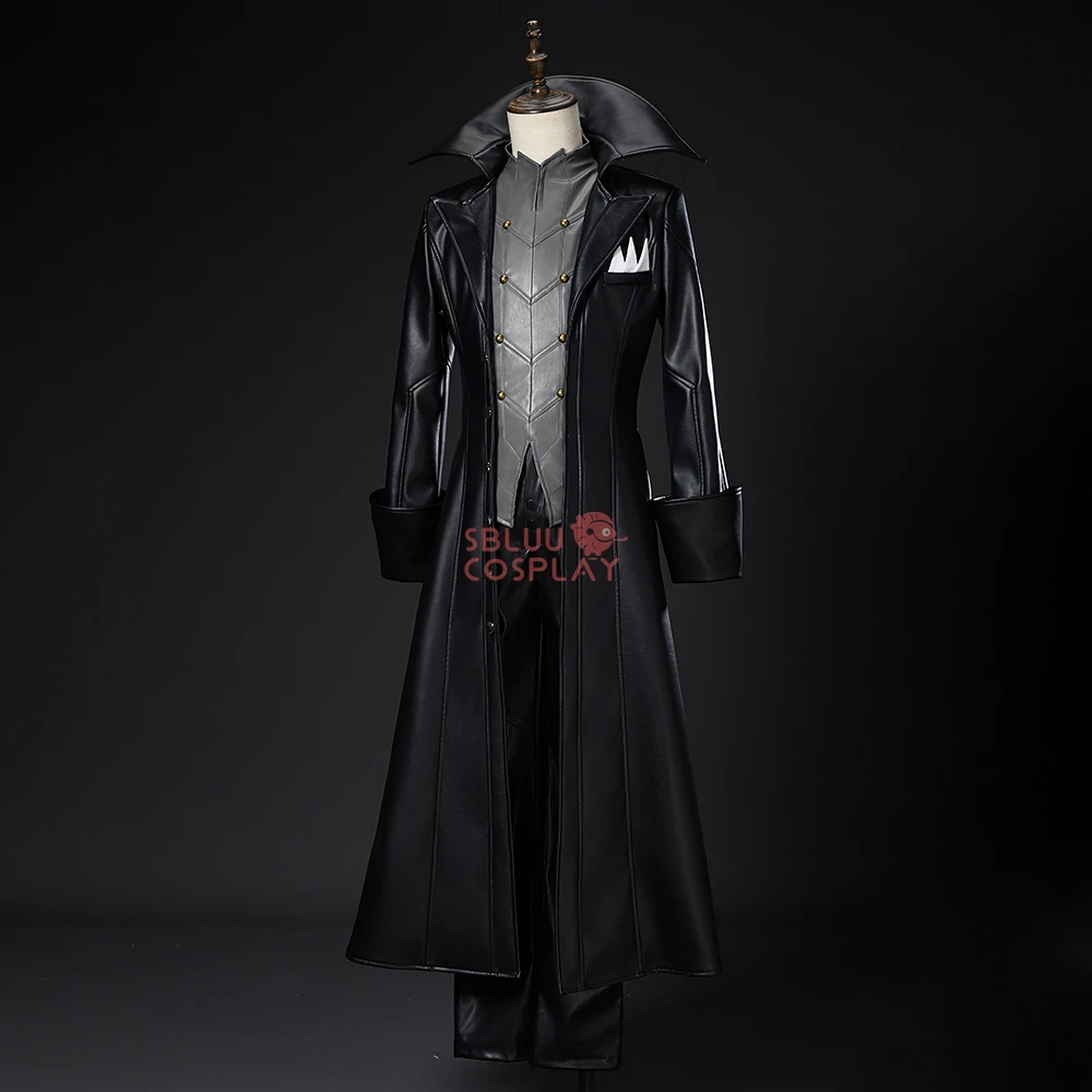 SBluuCosplay P5 Game Ren Amamiya Cosplay Costume Wig Mask Joker Faux Leather Coat Pants High Quality Halloween Cosutme