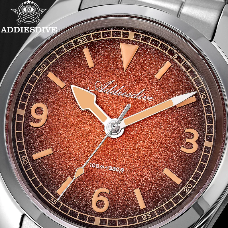 ADDIESDIVE Watch Men New 36mm Sapphire Quartz Wristwatch Super Luminous 100m Waterproof Diving 316L Stainless Steel AD2554
