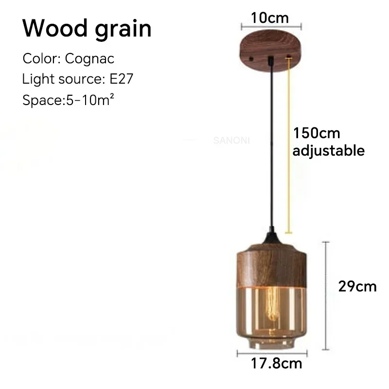 Nordic Led Glas Hanglampen Armaturen Moderne Creatieve Houten Kunst Slaapkamer Eetkamer Woonkamer Licht Hout Kleur Hanglampen