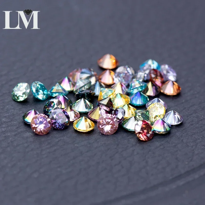 Moissanite Stones Multiple Colors Round Shape Small Sizes 3.0-4.5mm VVS1 Lab Diamonds Pass Diamond Tester for Diy Jewelry Making