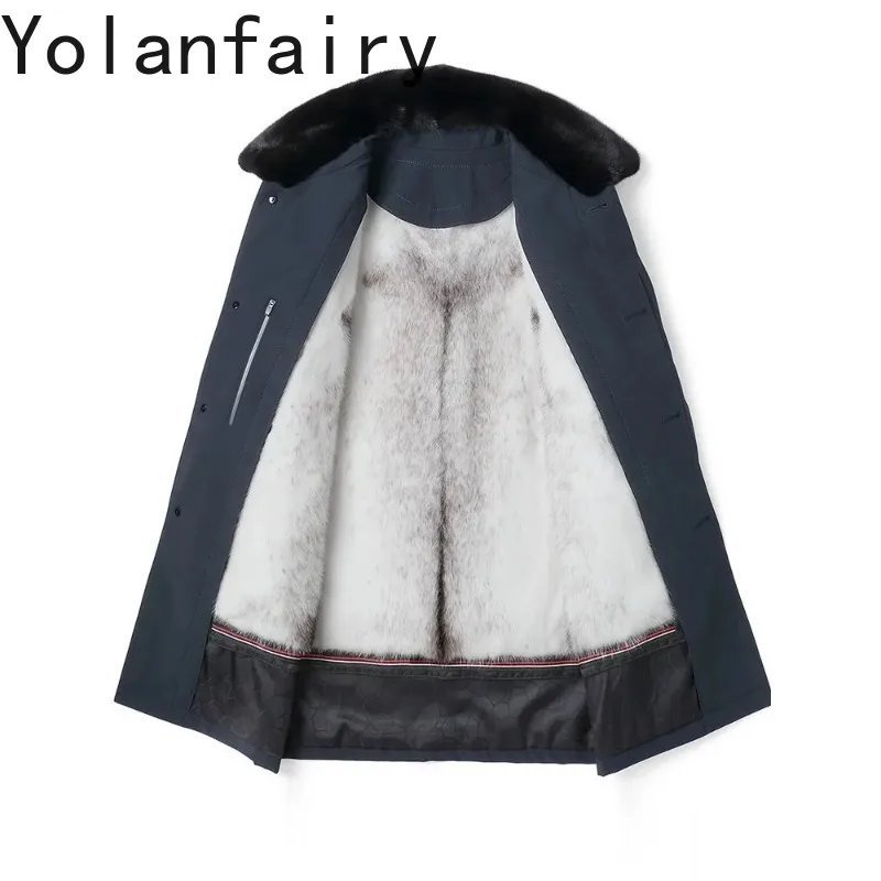 

YOLANFAIRY пальто из натурального меха, роскошная зимняя шуба из натурального меха, мужская съемная куртка с подкладкой из норкового меха, мужская одежда, теплые парки, элитные