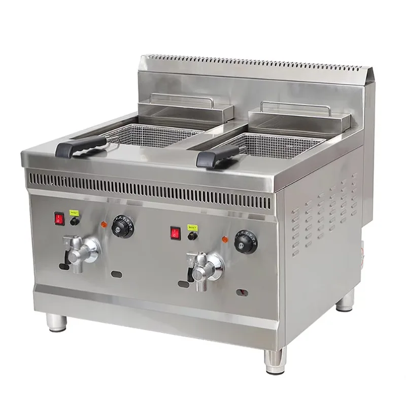 Hot Sales Wholesale 2 Tank Gas Deep Fryer Commercial Counter Top Gas French Fryer 2 Basket Desktop Gas Fryer