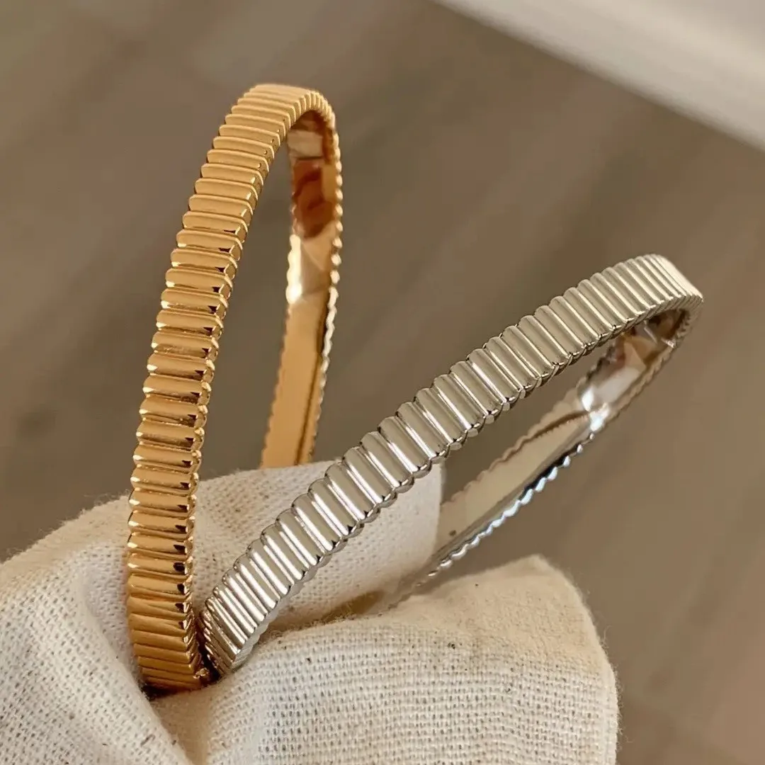 Gold Silver Tone Textured Grooved Bangle Cuff Bracelet Minimalist Stackable Metal Wrist Bangle Jewelry Gift for Women Girls
