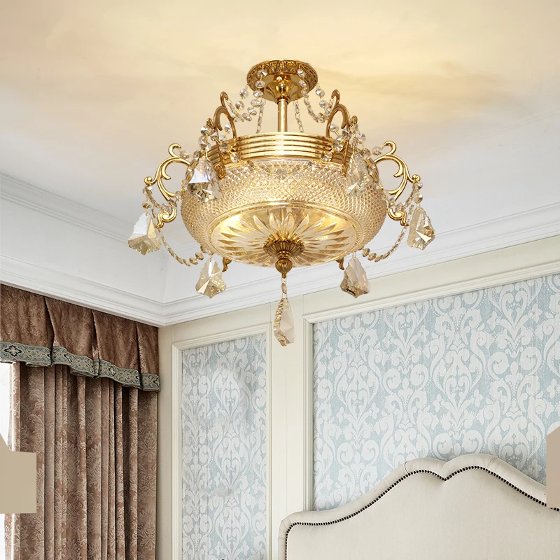 

Furniture for small-sized apartments French All-Copper Crystal Ceiling Light - Luxury Villa Lighting for Bedroom & Entrance"