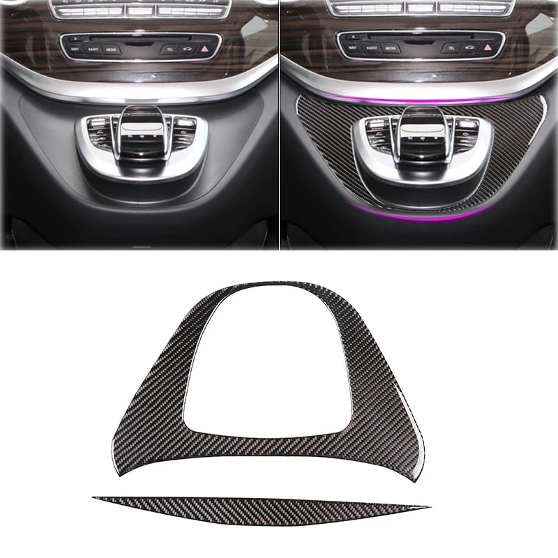 

For Mercedes Benz V Class V250 V260 2015 2016 2017 2018 2019 2020 Carbon Fiber Center Control Multimedia Button Panel Cover Trim