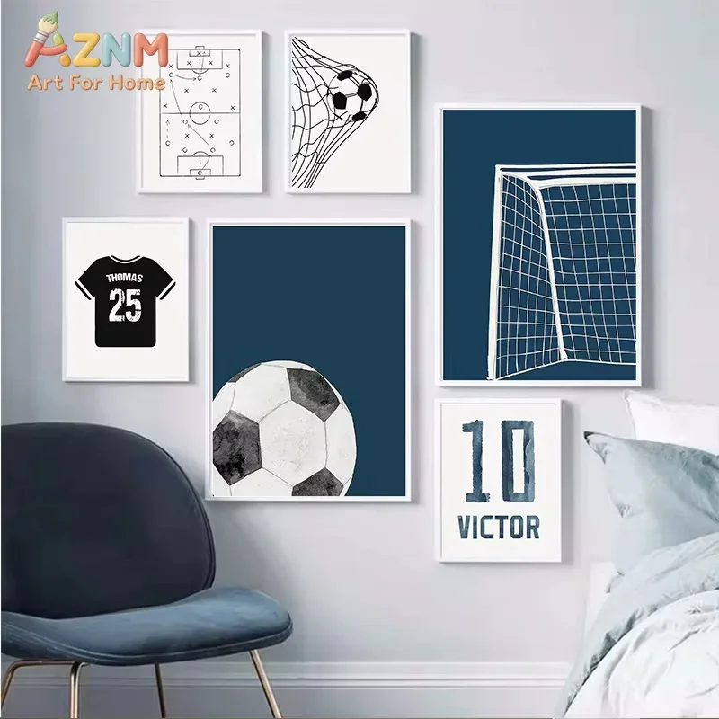 AZNM Cartoon Football Jersey Football Field Wall Art Picture Canvas Print Painting Modern Art Poster Fan Living Room Home Decor