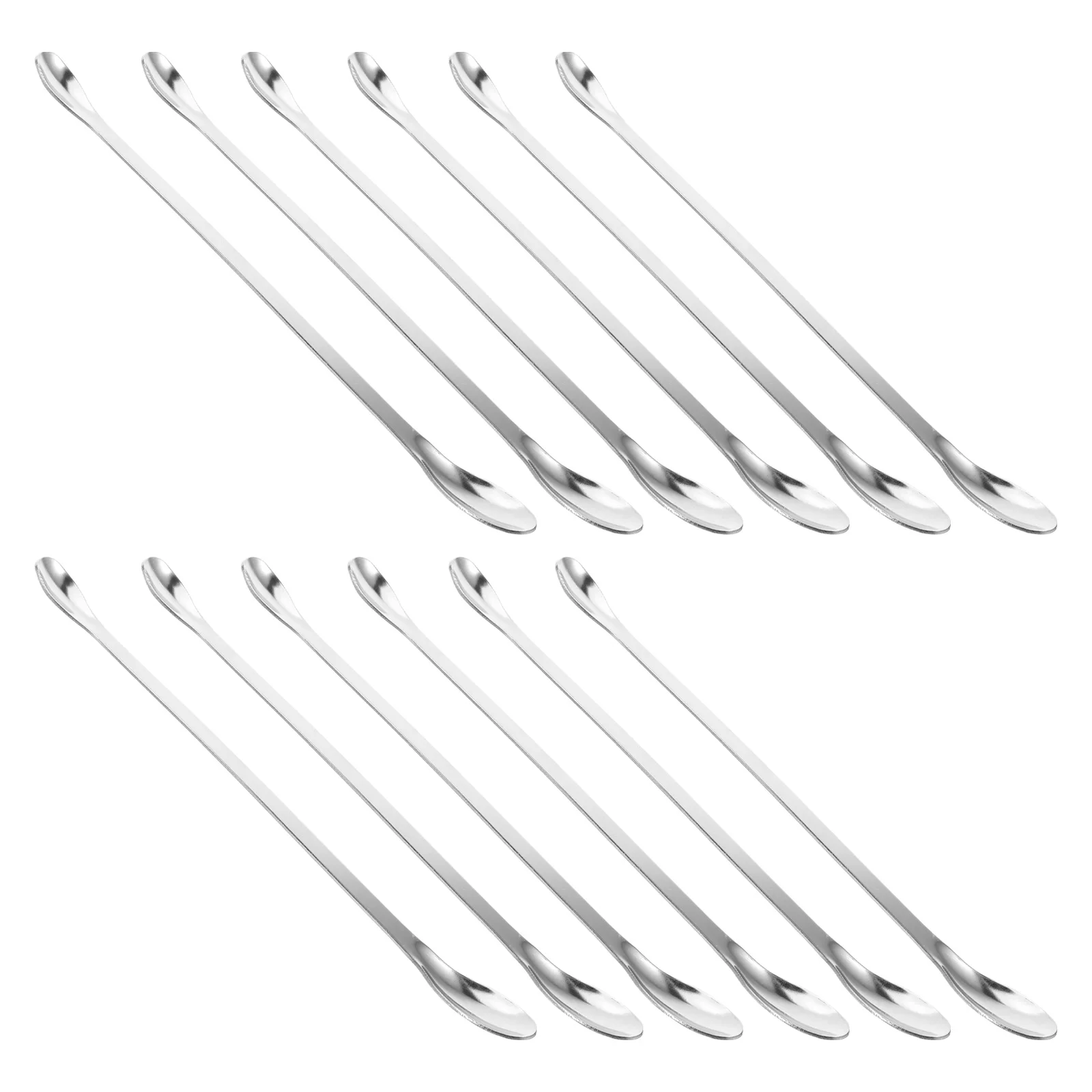 

12 Pcs Lab Measuring Tools Metal Spatula Mixing Spoon Stir Silver Laboratory Stirring Spoons