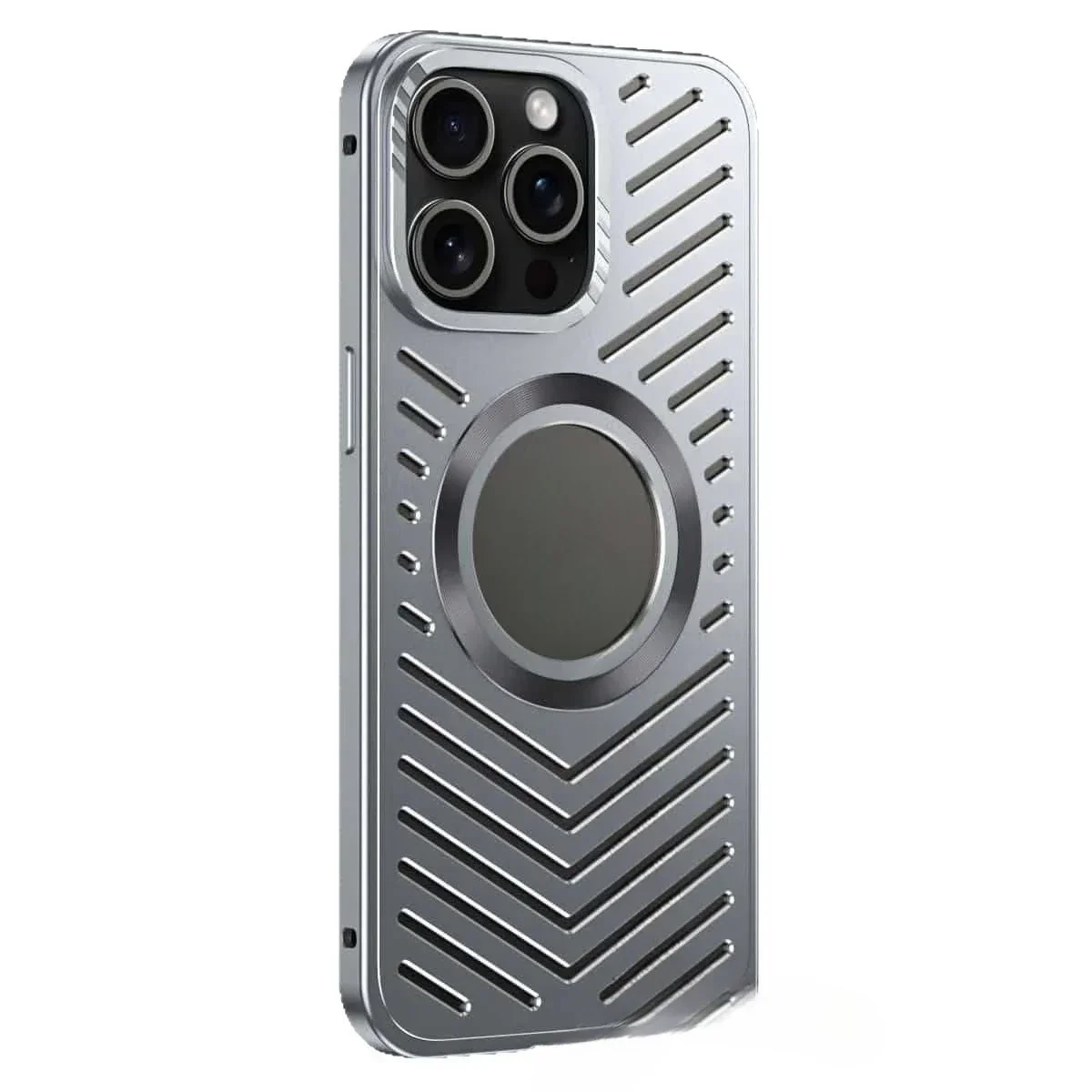 All-metal heat dissipation magnetic attraction is suitable for iPhone16 mobile phone case elastic buckle hollow and