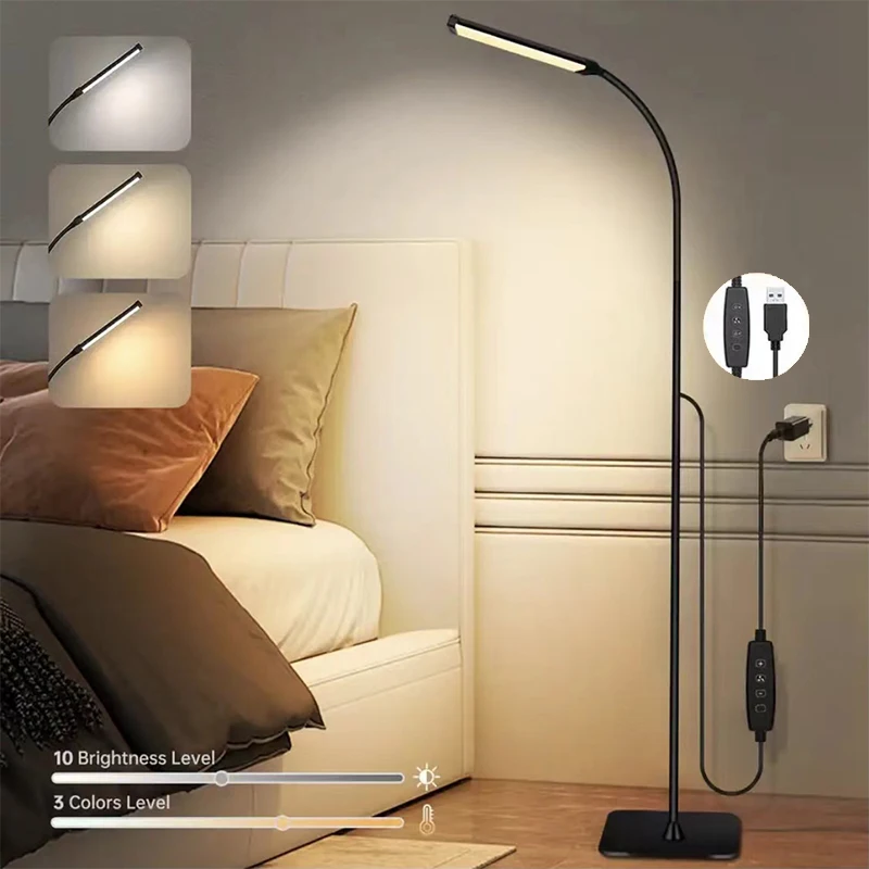 

120LED Floor Lamp For Living Room Adjustable Gooseneck Stand Light Dimmable Indoor Bedroom Standing Reading Light Office