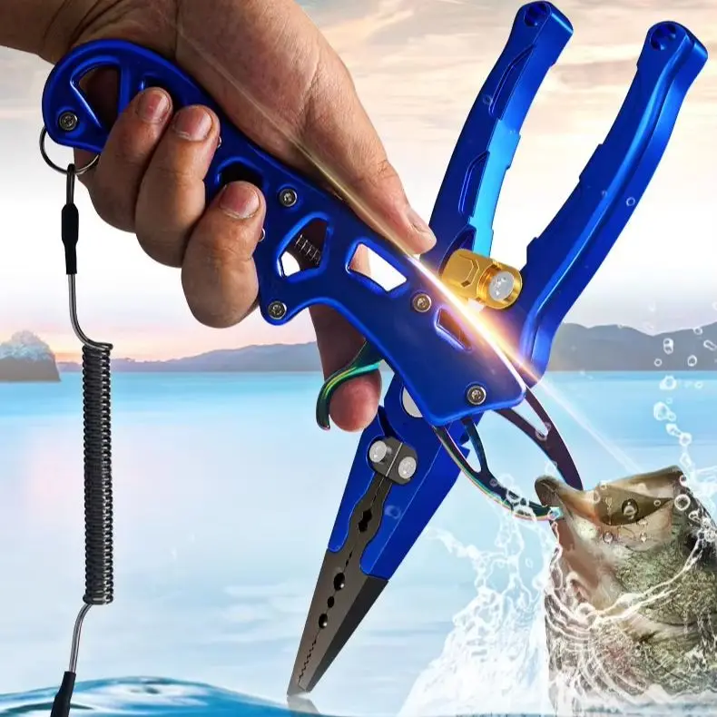 

TRY&V Titanium Alloy Multifunctional Fishing Pliers Portable Lanyard Ergonomic Grip 3 Colors Sturdy For Big Fish Fish Gripper