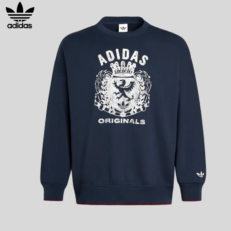 Adidas Clover Ladies Sport Vintage Print Loose Daily Sweater JW6051
