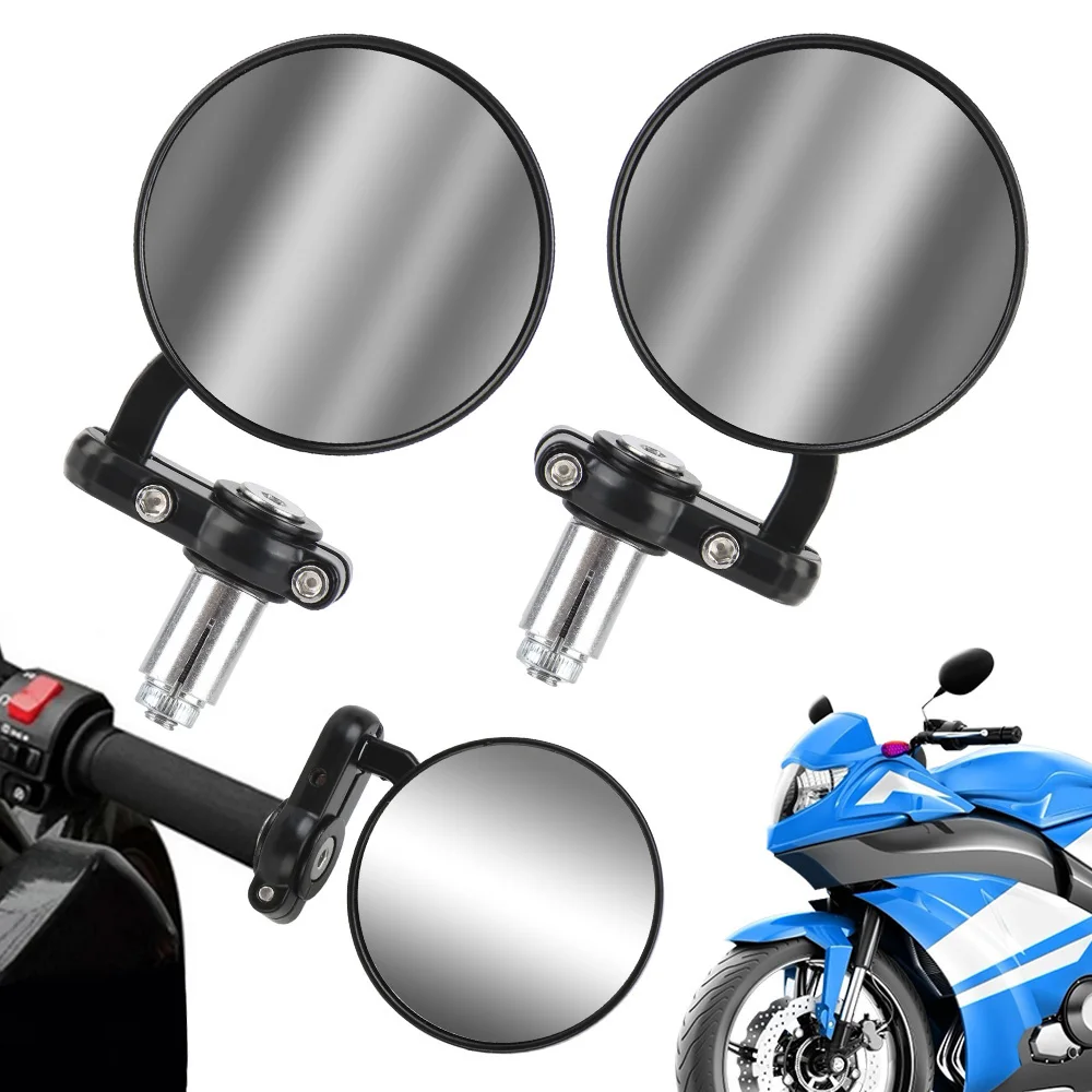 22mm Universal Motorcycle Mirrors Rearview Side Mirror Motorbike Accessories 2pcs Handle Bar End Mounting