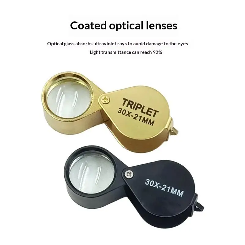 1Pcs Metal Pocket Loupe Lightweight Portable 10x 20x 30x 21mm High Magnification Jewelry Reading Magnifying Glass Glass Lens