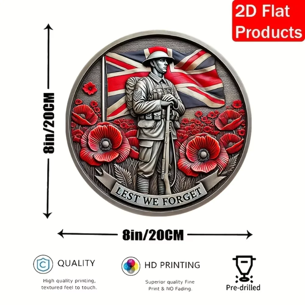 Sole Pack of 1 Lest We Forget Aluminum Metal Yard Sign Wall Hanging Ideal Remembrance Plaque for Memorial Day Outdoor Decor