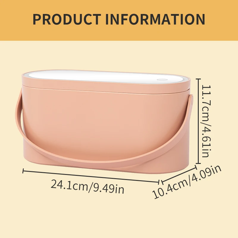 صندوق مكياج محمول باليد، حقيبة زينة LED مع بطارية 1500 مللي أمبير في الساعة 5200 كلفن ضوء أبيض حقيقي، منظم مستحضرات التجميل للسفر مع مرآة #5