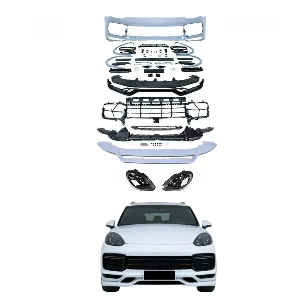 

For Suitable 'Porsche Cayenne 15-17 Models 958.2 Old to New 2023 Turbo Front Bumper Assembly and Headlights