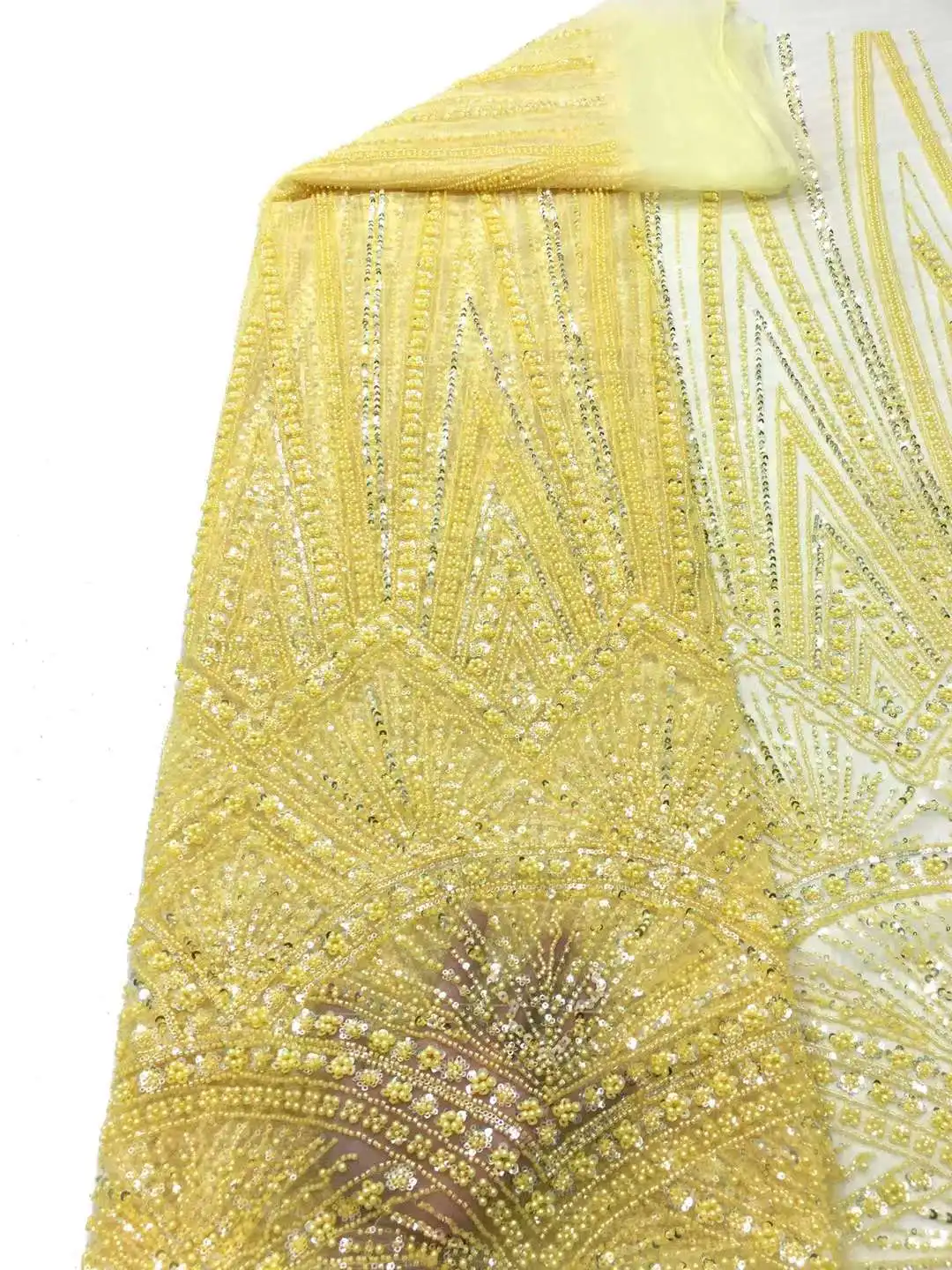 Popular Beaded Lace,Heavy, Pearls Beads Embroidery, French Tulle Net ,Sequined African Fabric,Dresses ,Party ,Weddings