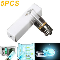5Pcs E17 DC 10V 3W UVC Disinfection Lamp Ozone Ultraviolet Sterilization Quartz Tube Germicidal Light For Home Kitchen Bedroom