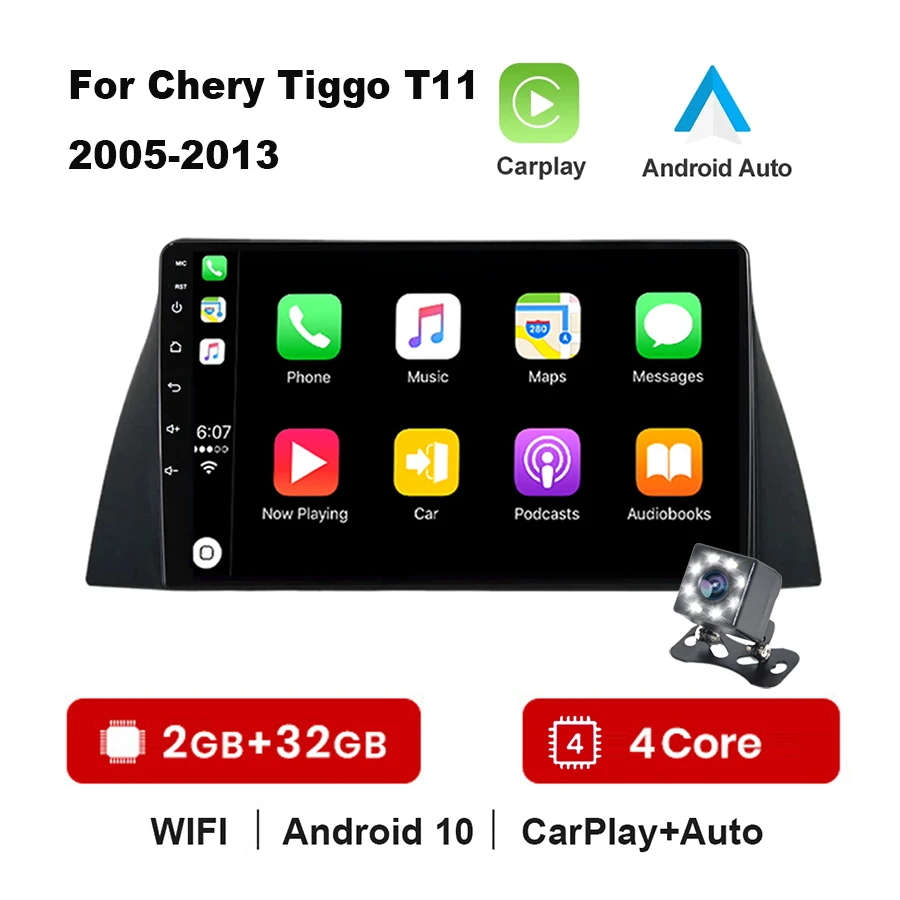 

For Chery Tiggo T11 1 2005-2013 Car Radio Multimedia video player GPS wifi 2 din Android 10.0 2GB+32GB Android Auto Carplay