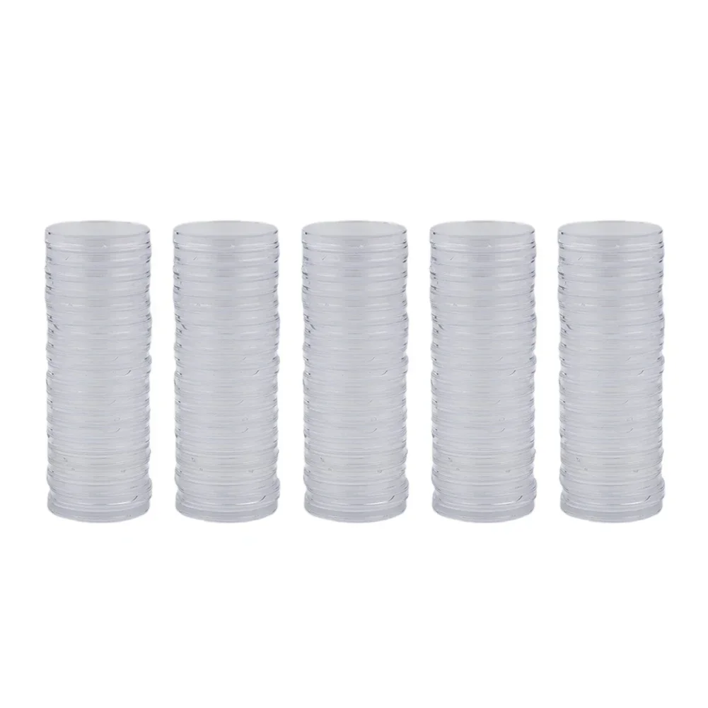 100pcs 41mm Plastic Round Coin Boxes Capsules Coins Cases Storage Box For Coin Protection Boxes Container Collecting