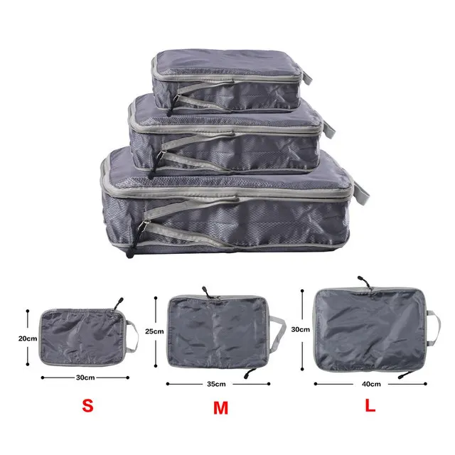 Opvouwbare samendrukbare verpakkingsblokjes, waterdichte reisopbergtas, nylon koffer, draagbaar met handtas, bagage-organizer