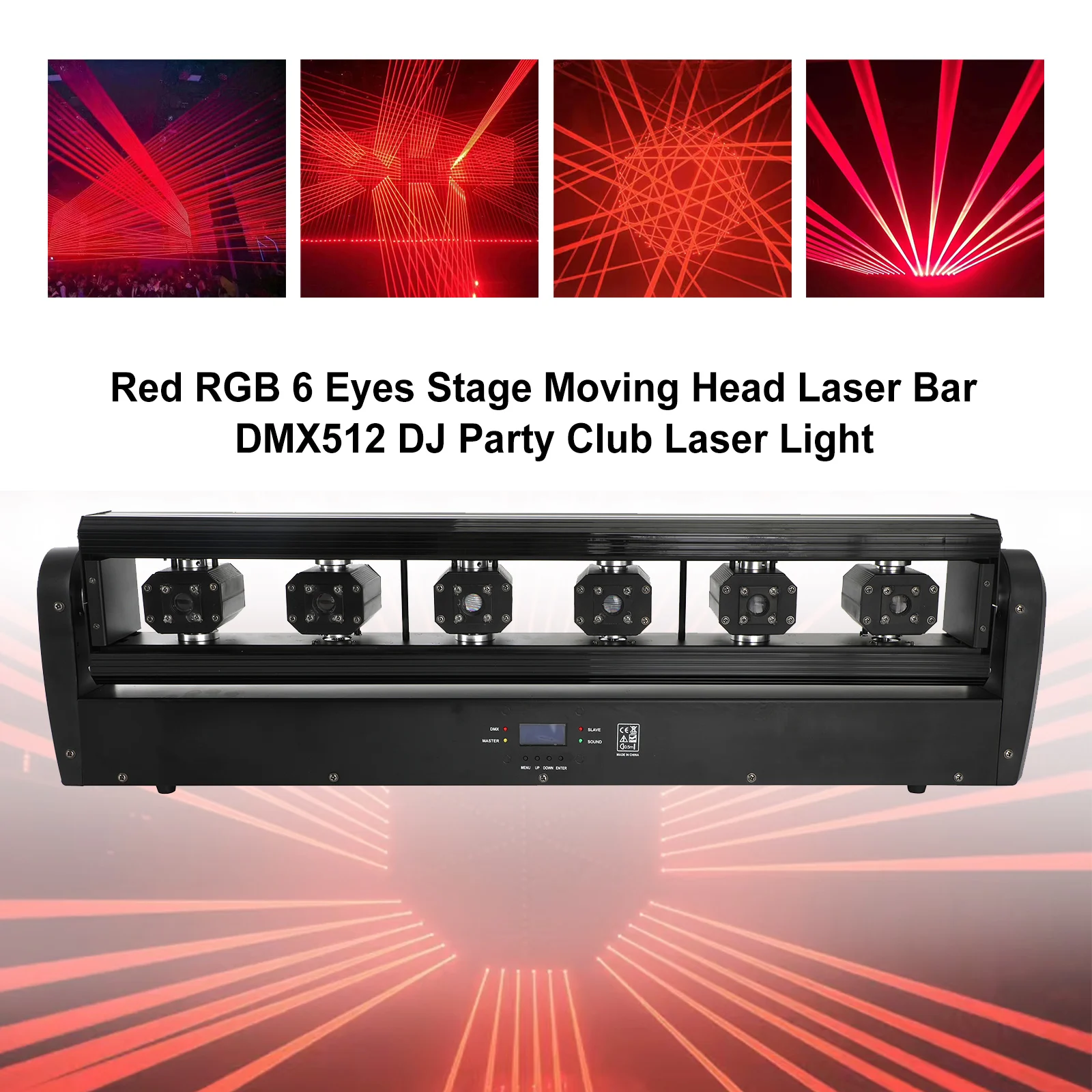 Areyourshop Red 6 Eyes Stage Moving Head Laser Bar  DMX512 DJ Party Club Laser Light