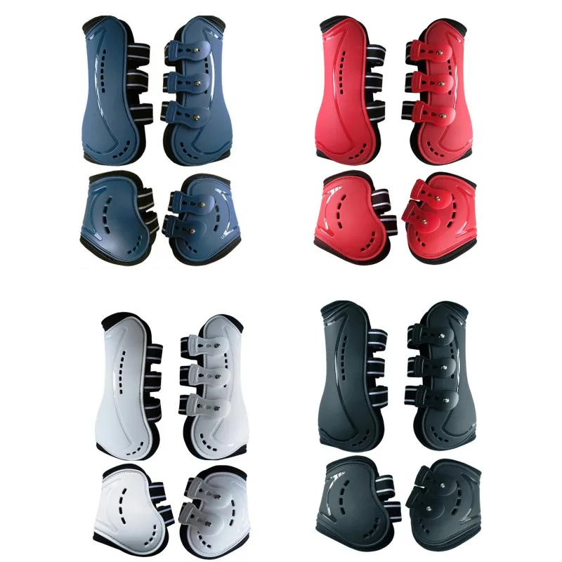 

4 шт./компл. защита для ног лошади из искусственной кожи, защита для ног лошади спереди и сзади, защитные ботинки, защита для ног лошади, комплект для прыжков в виде лошади