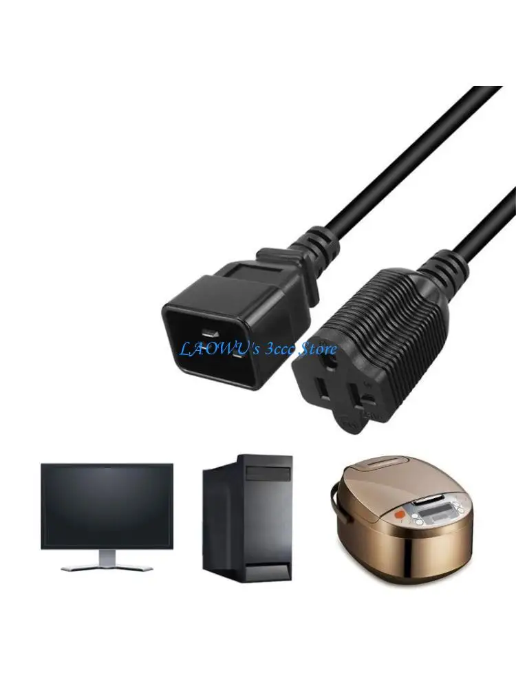 

Y8AD America IEC320 C20 to 5-20R US Convert Power Extension Cable 3Hole 5-20R Adapter