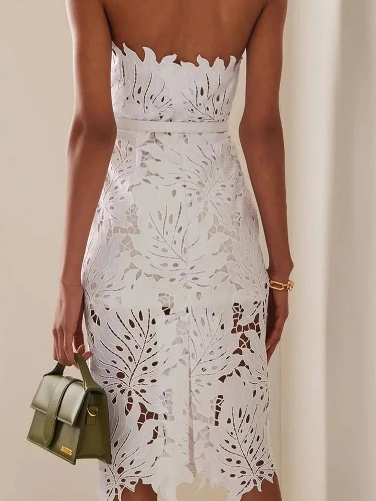 Elegante Dame Hohe Taille Abendkleider Sexy Mesh Aushöhlen Rohr Top Kleid Mode Einfarbig Off Schulter Schlank Gerade Kleid