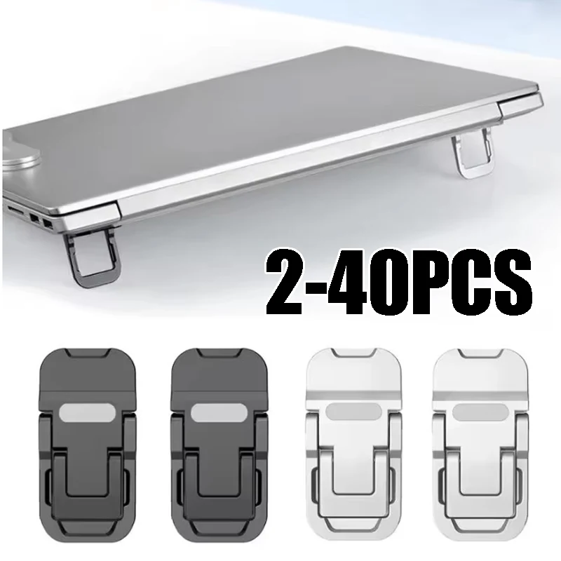 All-in-One Portable Foldable Laptop Stand with Plastic Base Concealed Keyboard Slot Compact Adjustable Riser for Ergonomic