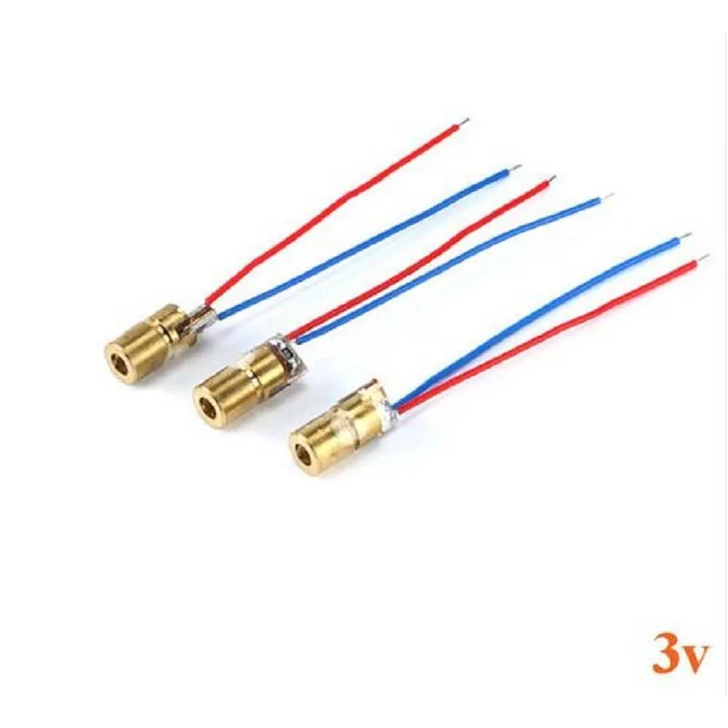 

100pcs 650nm 6mm 3V 5mW Laser Dot Diode Module Red Copper Head