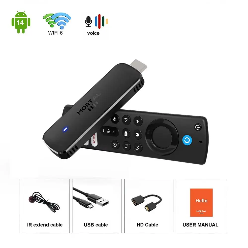 2026 Android 14 TV Stick Google Voice 4K Full HD 1080P WiFi 6