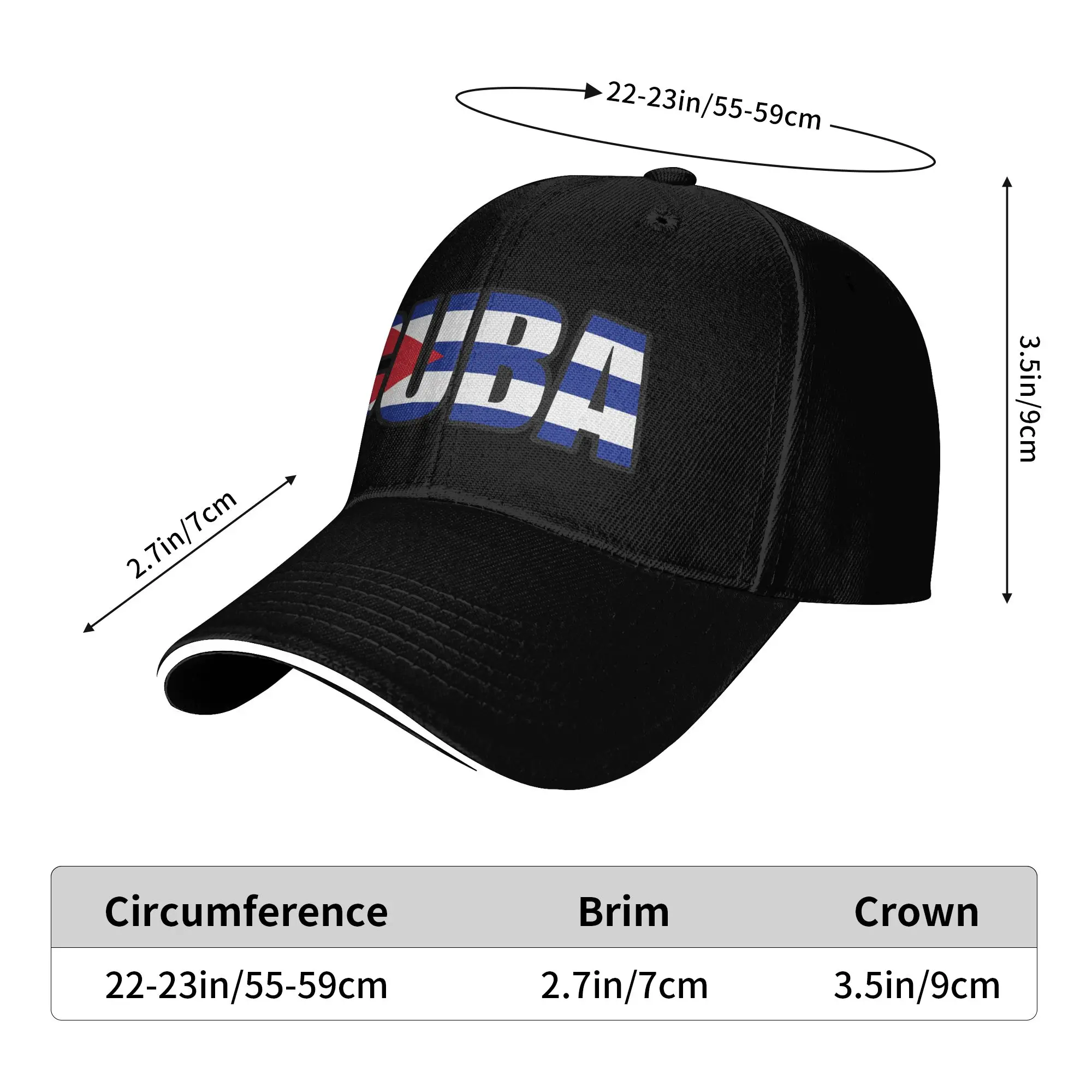 Cuba Flag Word Art Casual Baseball Cap  Running Hippie Hip Hop Hats Spring Wholesale Unisex Men y2k Cool Baseball Caps
