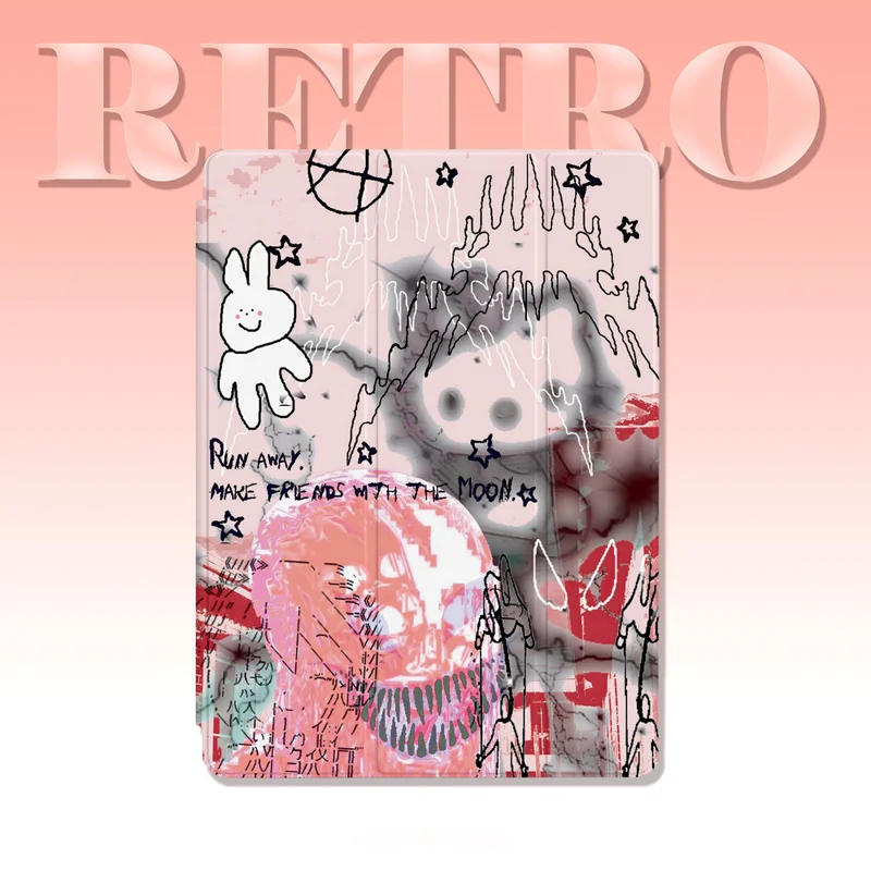 

Fashionable folding cartoon pen slot style For iPad 9/8/7th Gen 10.2-inch/iPad Pro 10/11th A16 2025/11in 2018-2025 2026 M4 Cover