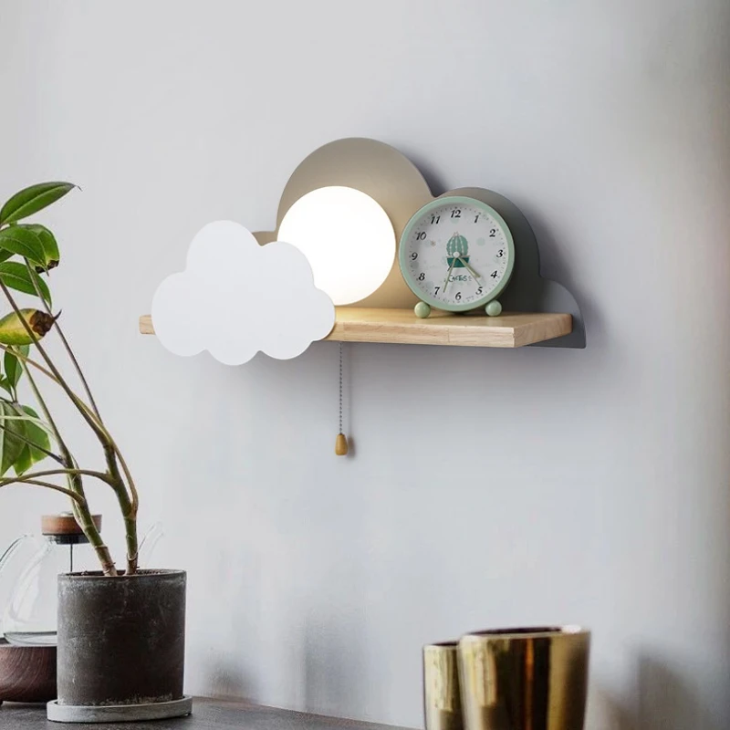 

Настенный светильник Nordic Creative Cloud с полками, защитный настенный светильник для детской спальни, декоративный атмосферный светильник