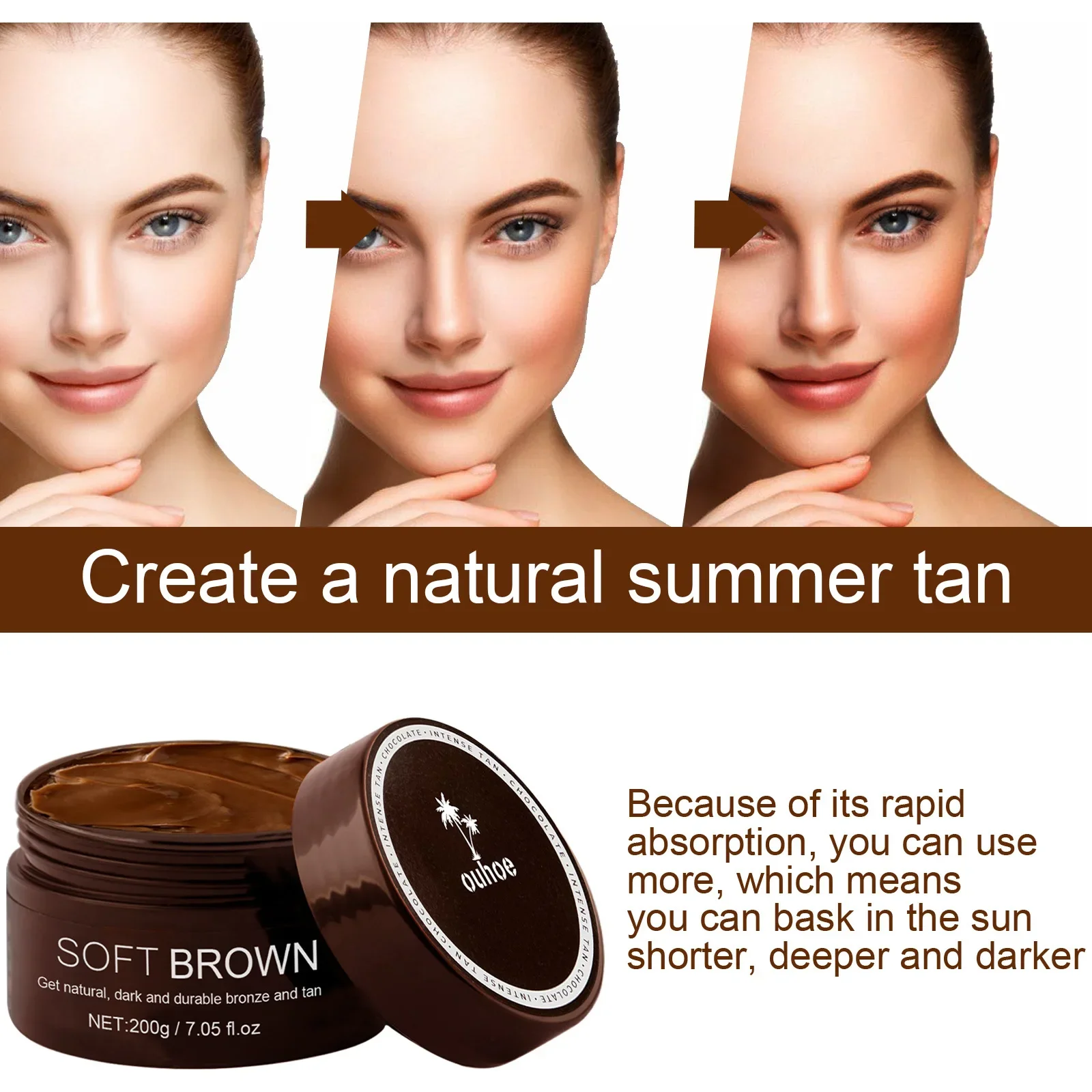 

Help Sun Body Self-Drying Black Frost Dark Brown Bronze Sunbathing Makeup Set Tanning Cream Frost for Black and Bronzer Sun