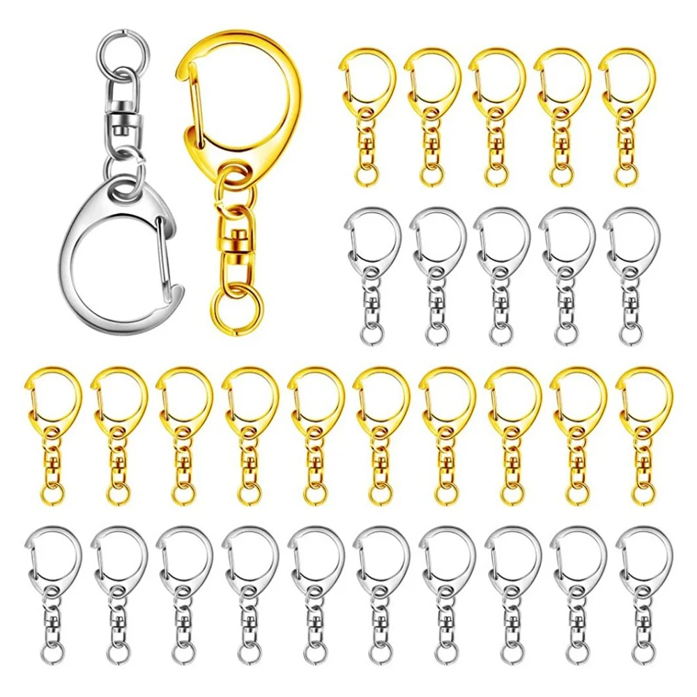 10Pcs Lobster Clasp Key Ring Keychain C Shape Clasps Connector Hook For DIY Jewelry Making Key Chain Accessories