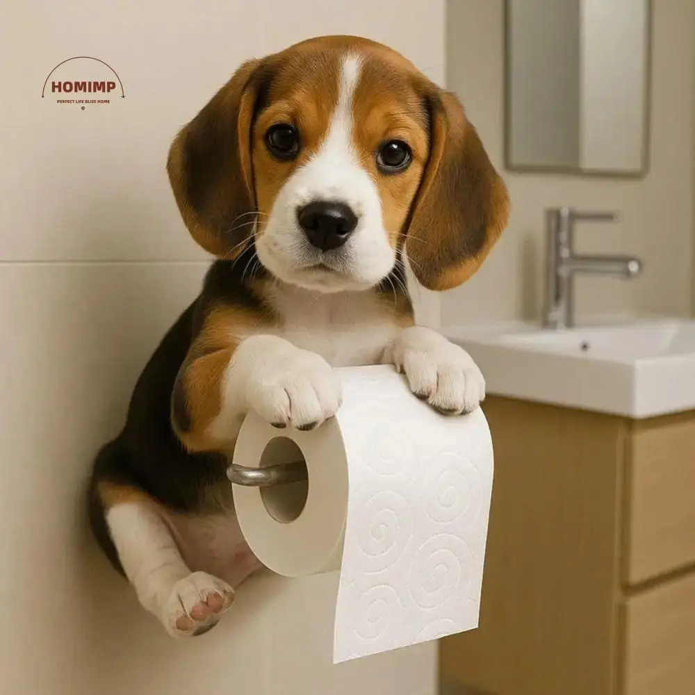 

Resin Dog Toilet Paper Holder 3D Dog Shape Decorative Roll Paper Organizer Multifunctional Space Saving