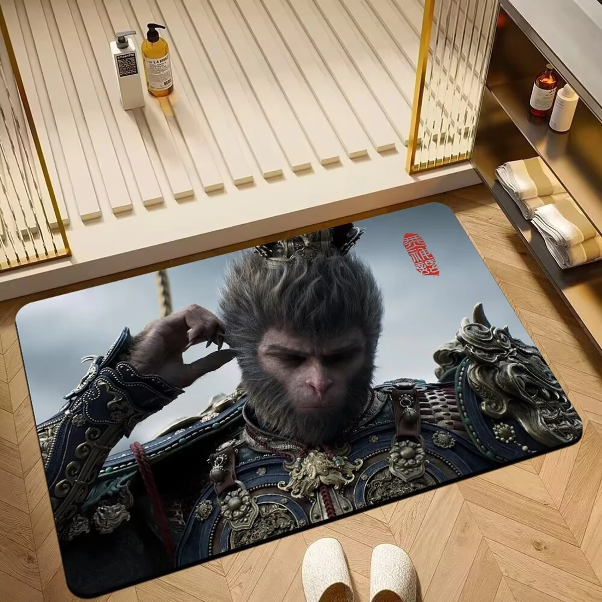 

2024 Wukong Black Myth Anti Slip Water Absorbing Bathroom Diatom Mud Door Mat Monkey Game Anime Floor Mat Corridor soft blanket