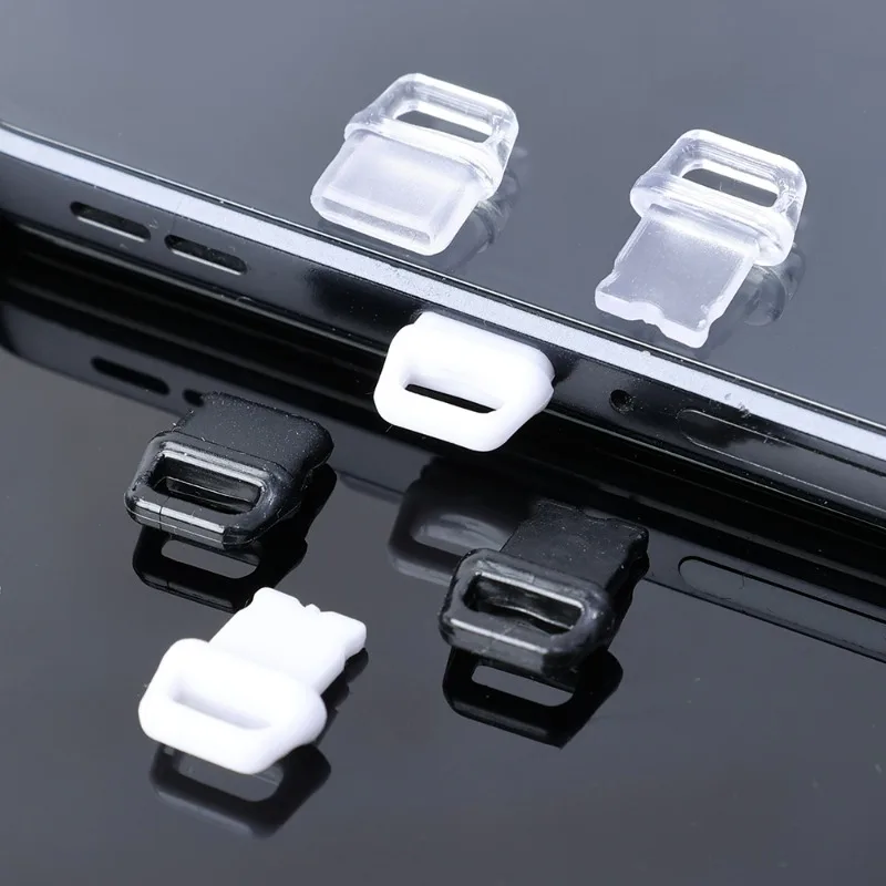 10/2PCS Anti Dust Plug Transparent Charge Port DIY Dust Plug For IPhone Type-C Plugs Stopper Protection Cap Mobile Phone Pendant