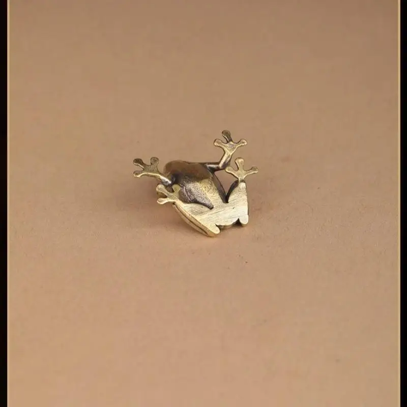 Crafts Tea Pet Decor Retro Brass Mini Frog Miniatures Figurines Vintage Animal Figurine Toad Desktop Ornaments Home Decoration